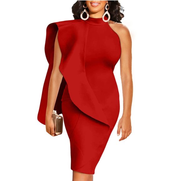 Women's Bodycon Sleeveless Midi Dress Red - Picture 4 of 7